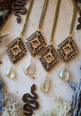 Folk Collective Rutilated Quartz Crystal Necklaces