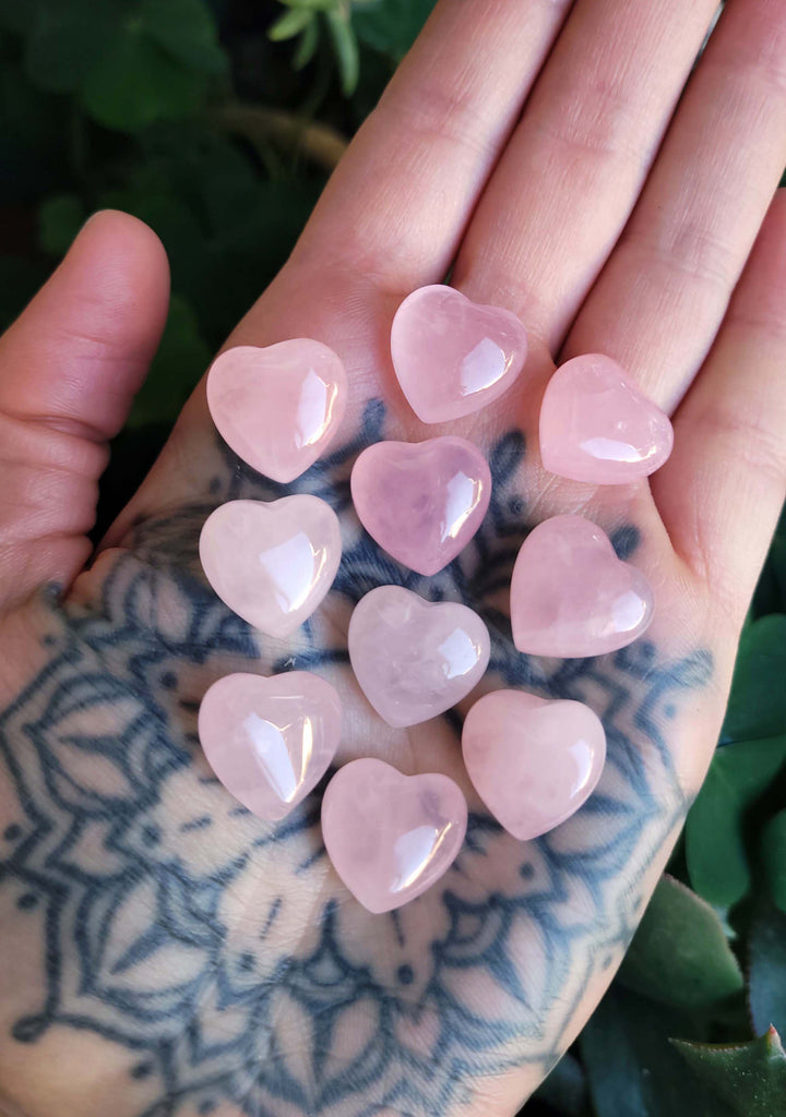 Mini Rose Quartz Crystal Hearts - Set of 3